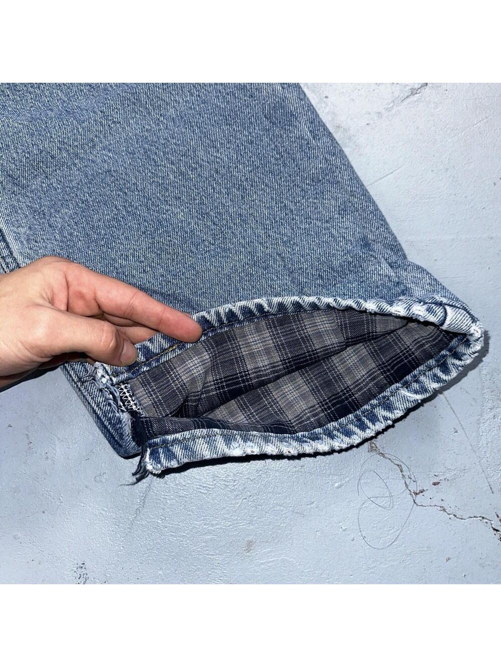 Carhartt Jeans Mens 38x32 Blue Denim Flannel Lined Relaxed Fit Chore Workwear - Picture 4 of 16